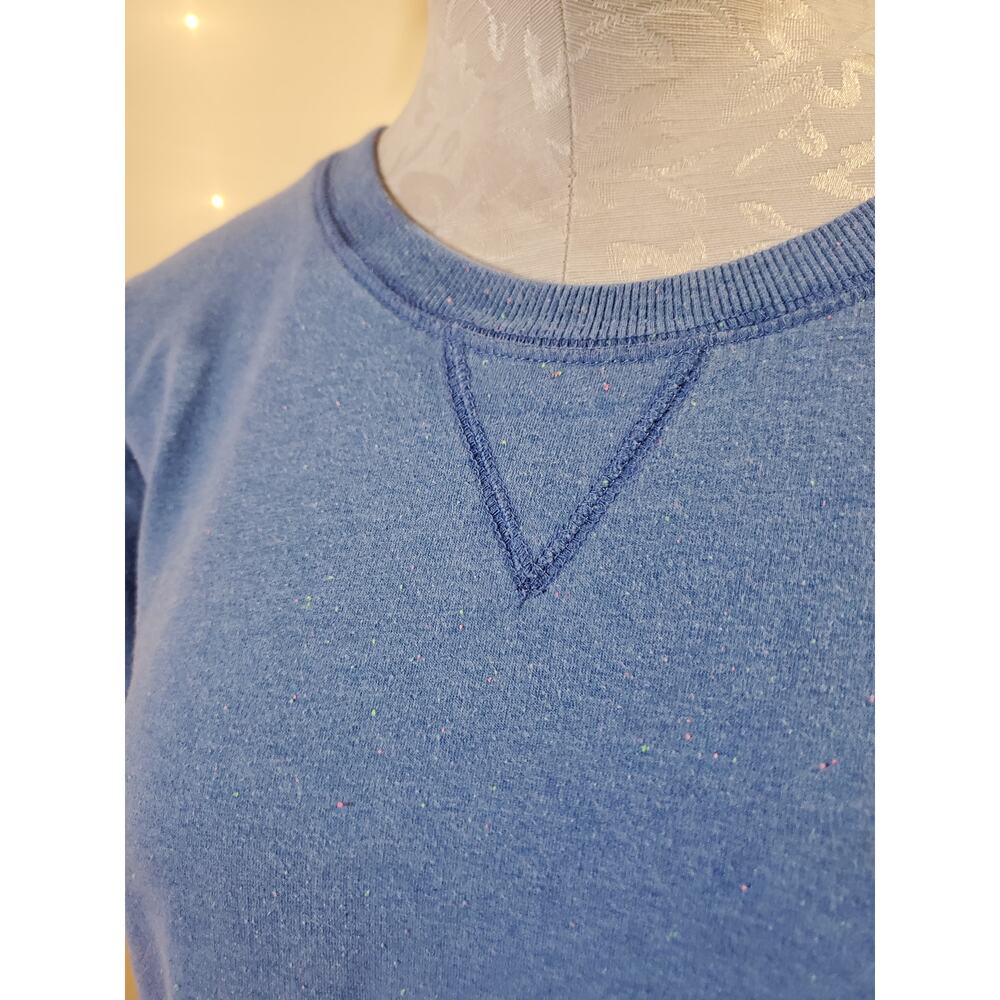 Talbots Women's L Nautical Anchor Confetti Speckled Crew Neck Blue Sweatshirt - Picture 7 of 10
